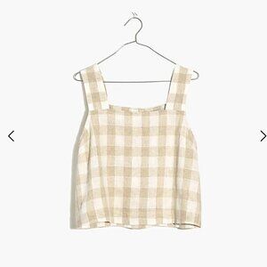 Madewell Linen-blend Button Back Top. NWT. Undyed Gingham. 8 Medium.